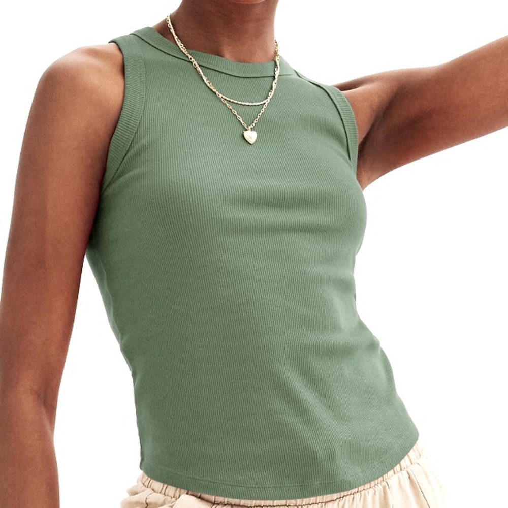 Sage Green High Neck Tank Top